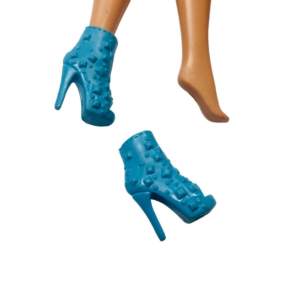 Barbie Mattel Vintage Blue Diamond Studded High Heel Boots for Angled Doll Feet